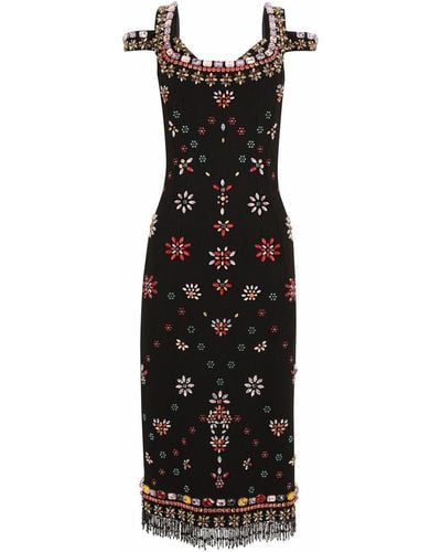 Dolce & Gabbana Embellished Midi Dress - Black