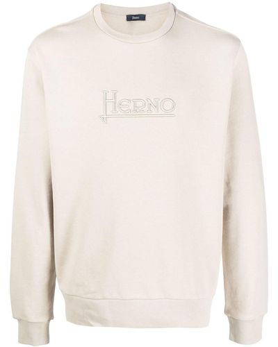 Herno Logo-embroidered Crew Neck Jumper - White
