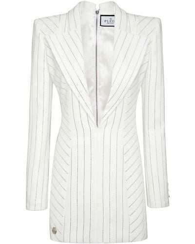 Philipp Plein Crystal-embellished Long-sleeved Minidress - White
