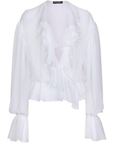 Dolce & Gabbana Bluse mit Rüschen - Weiß