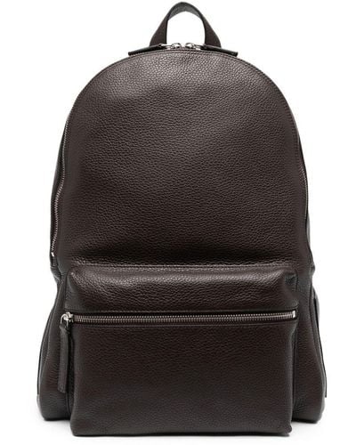 Orciani Logo-plaque Leather Backpack - Brown