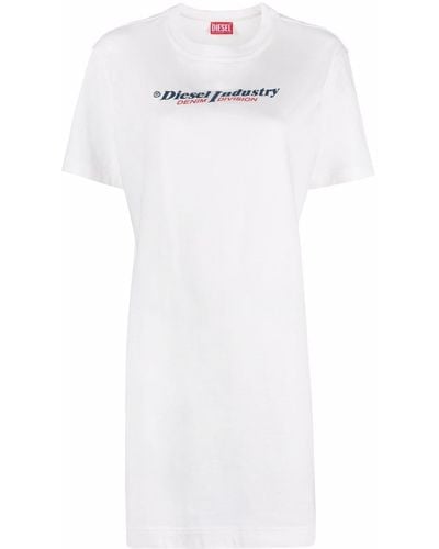 DIESEL T-Shirtkleid mit Logo-Print - Weiß
