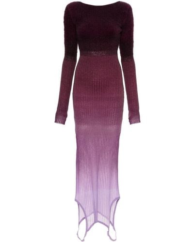 The Attico Ombré Ribbed-knit Midi Dress - Purple