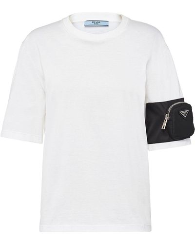 Prada Camiseta con bolsillo con cremallera - Blanco