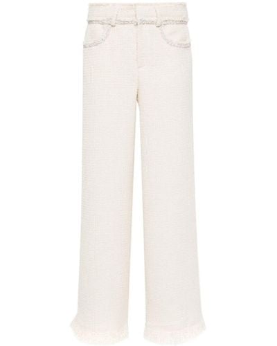 GIUSEPPE DI MORABITO Rhinestone-embellished Bouclé Pants - White