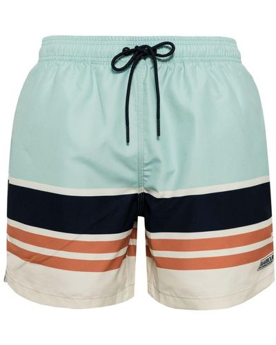 Barbour Colour-block Striped Swim Shorts - Blue