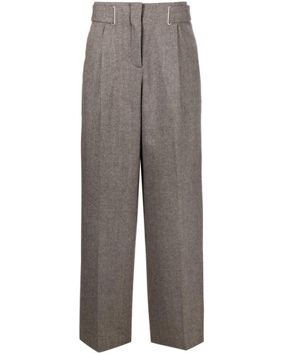 Remain Herringbone-pattern Tailored Wide-leg Trousers - Grey