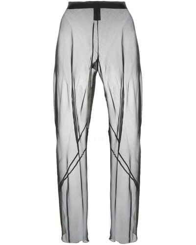 Patrizia Pepe High-waist Sheer Silk Trousers - Grey