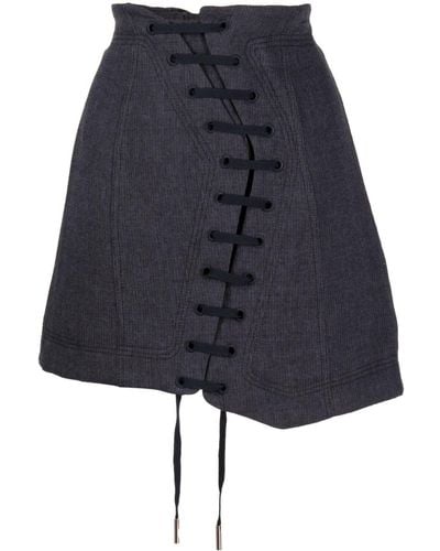 Acler Elmore Lace-up Miniskirt - Blue