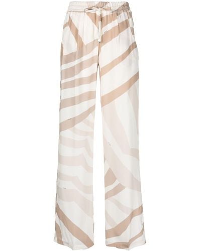 Kiton Pantalones con cordones y estampado abstracto - Blanco