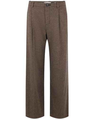 Vince Houndstooth-pattern Box-pleat Pants - Brown