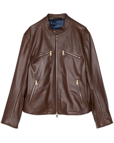 Paul Smith Zip-up Leather Jacket - Brown