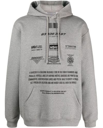 VTMNTS Movie Barcode Definition Cotton Hoodie - Gray