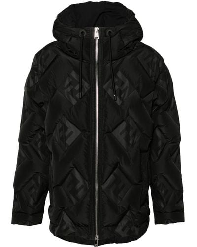 Fendi Ff-motif Down Hooded Jacket - Zwart
