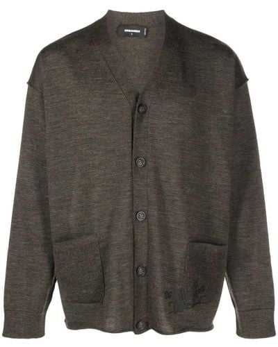 DSquared² V-neck Virgin Wool Cardigan - Grey