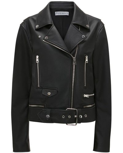 JW Anderson Leather Biker Jacket - Black
