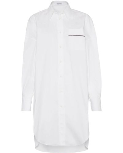 Brunello Cucinelli Monili-detail Long-sleeve Shirt - White