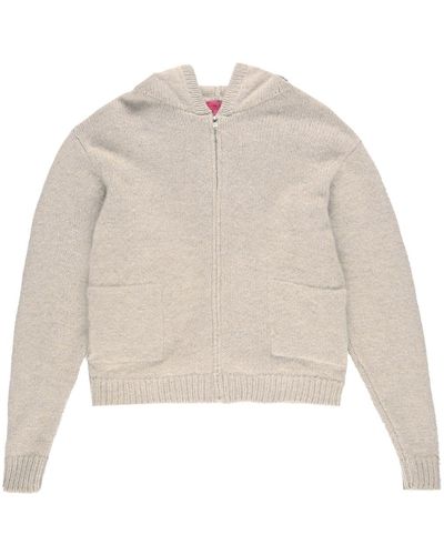 Cashmere Heavy Crop Zip Hoodie in Electric Pink - The Elder Statesman