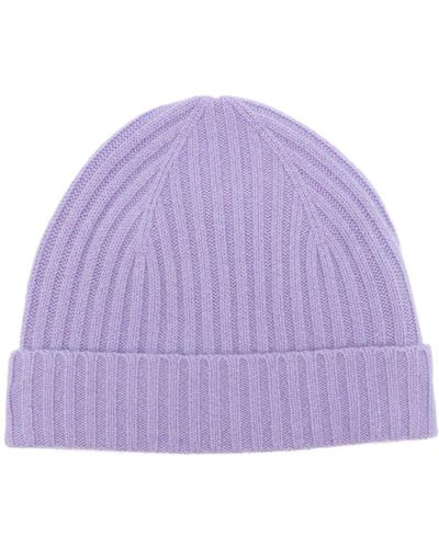 Allude Ribbed-knit Cashmere Beanie Hat - Purple