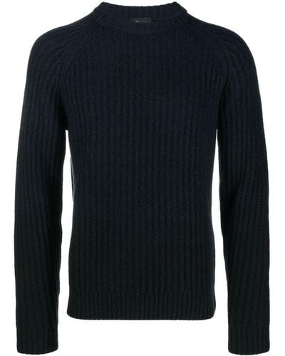 Brioni Fisherman's-knit Long-sleeved Sweater - Blue