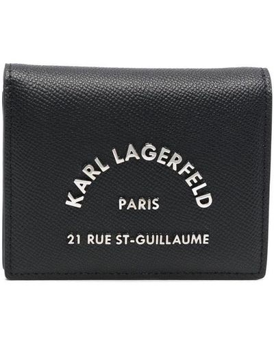 Karl Lagerfeld Cartera plegable con placa del logo - Negro