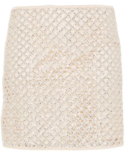 Twin Set Beaded Open-knit Miniskirt - Natural