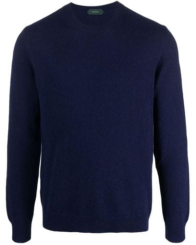 Zanone Crew-neck Alpaca-blend Sweater - Blue