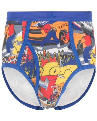 ERL Cartoon-print Cotton Briefs - Blue