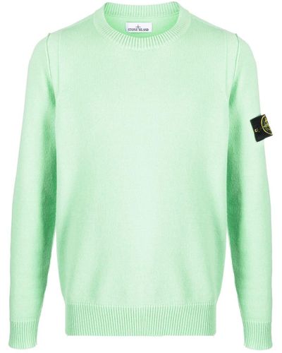 Stone Island Compass-patch Crew-neck Sweater - Green