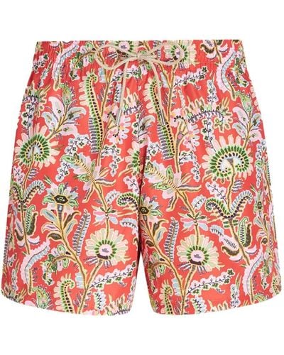 Etro Floral-print Swim Shorts - Red