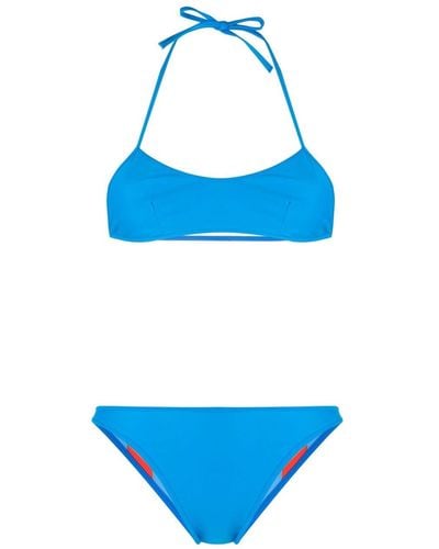 Sunnei Bikini reversible a rayas - Azul