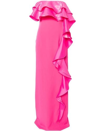 Nissa Ruffled Strapless Gown - Pink