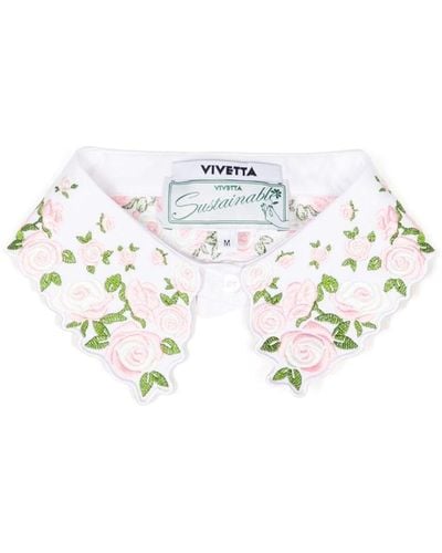 Vivetta Floral-embroidered Poplin Collar - White