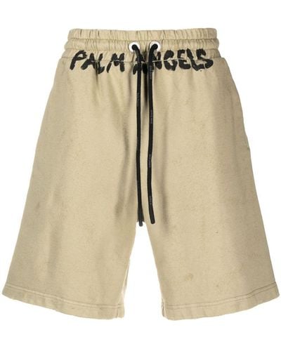 Palm Angels Seasonal Logo-print Drawstring Shorts - Natural