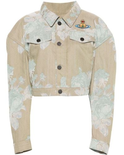 Vivienne Westwood Orb-embroidered Denim Jacket - White
