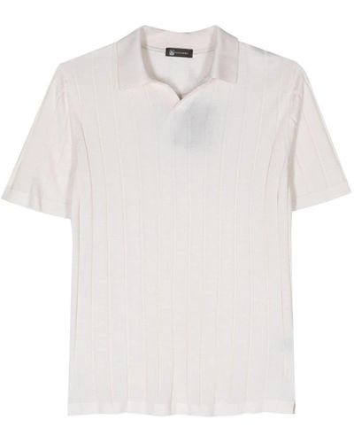 Colombo Seiden-Poloshirt mit offenem Kragen - Weiß