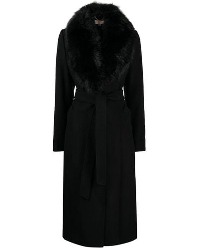 MICHAEL Michael Kors Faux-fur Collar Wool-blend Coat - Black