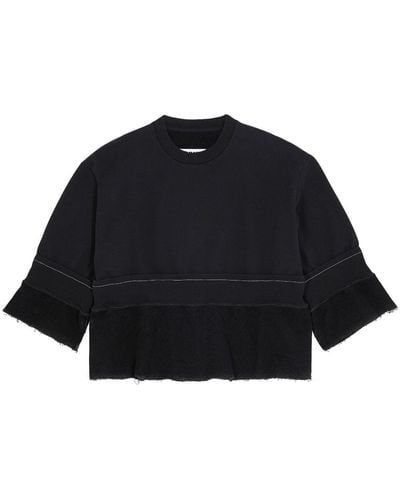 MM6 by Maison Martin Margiela Cotton Cropped Sweatshirt - Black