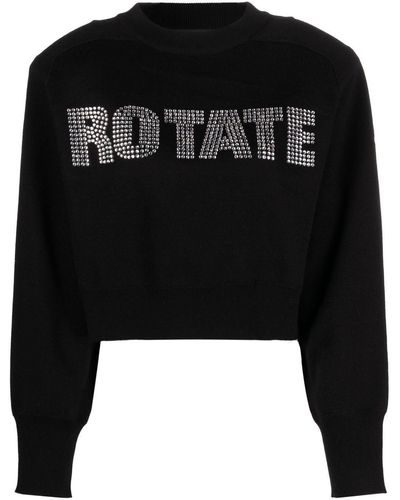 ROTATE BIRGER CHRISTENSEN Long Sleeves Cropped Sweatshirt - Black