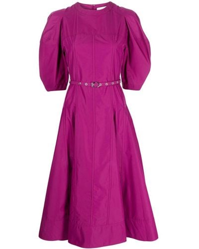 3.1 Phillip Lim Belted-waist Short-sleeve Dress - Purple