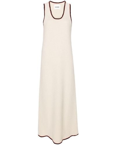 Jil Sander Neutral Crochet Knit Maxi Dress - Women's - Recycled Cotton - White