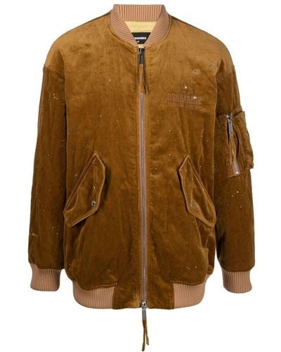 DSquared² Logo-embroidered Bomber Jacket - Brown