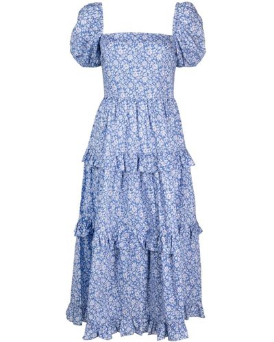Polo Ralph Lauren Maxi-jurk Met Pofmouwen - Blauw