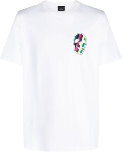 PS by Paul Smith Skull-patch Organic Cotton T-shirt - White