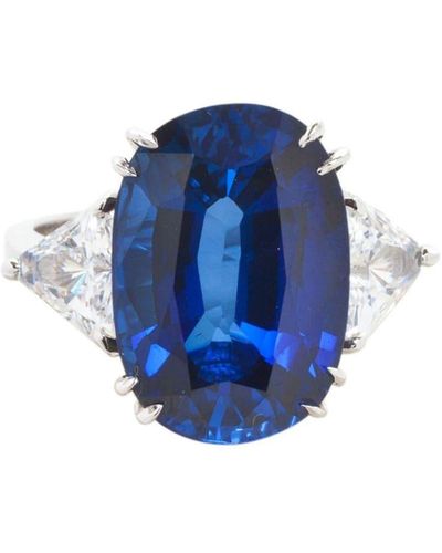Fantasia by Deserio 14kt White Gold Oval-cut Ring - Blue