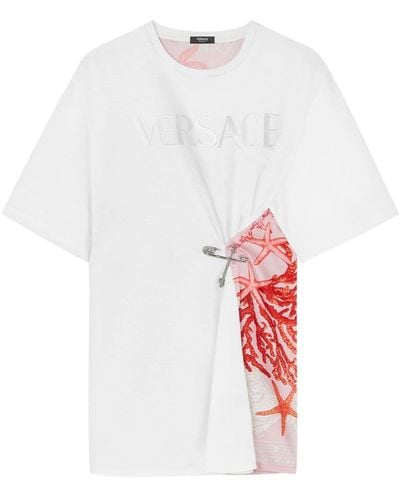 Versace T-shirt con maniche a spalla bassa - Bianco