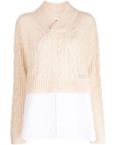 Izzue V-neck Cable-knit Sweater - White