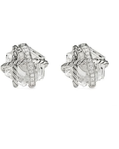 David Yurman Crystal-wrap Stud Earrings - Metallic