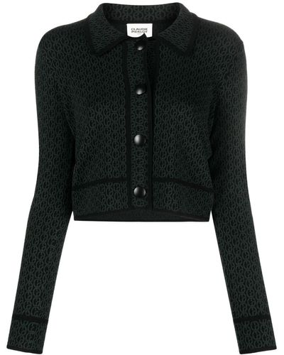 Claudie Pierlot Monogram-pattern Knitted Cardigan - Black