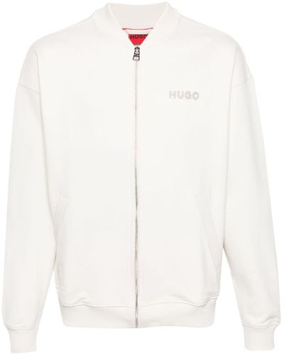 HUGO Zip-up Cotton Cardigan - White